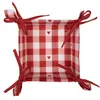 Clayre & Eef, cesta para pan, 35x35x8 cm, blanca y roja, de Vista previa de la imagen del producto 2