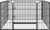 A gray metal dog playpen is shown from a front-facing, slightly elevated angle against a white background. Náhled obrázku produktu