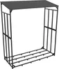 A black metal firewood rack with a roof, shown from a three-quarter angle against a white background. Podgląd zdjęcia produktu