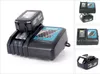 A collage of images showing a Makita battery charger and batteries. Náhled obrázku produktu