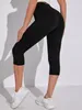 Damen Leggings 3/4 - Hoher Bund - Größe M - Schwarz - Capri Produktbild-Vorschau 5