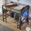 Hochbett 160 x 200 cm mit Schreibtisch, Regalen, LED, Produktbild-Vorschau 5