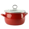 A red enamel pot with a glass lid and silver handles, photographed against a white background. Náhľad obrázku produktu