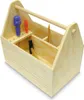 A wooden toolbox kit for children, containing tools like screwdrivers, a hammer, and a pencil. Produktbild-Vorschau