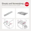 Collage of images showing the installation and use of a Hailo product, likely a drawer slide system. Produktbild-Vorschau