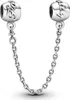 A silver charm safety chain with two charms attached, shown against a white background. Anteprima dell’immagine prodotto