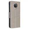 A gray flip-style phone case is shown from the side, with the cover open to reveal the phone inside. Produktbild-Vorschau