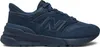 A side view of a navy blue New Balance sneaker against a white background. Produktbild-Vorschau
