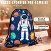HECKBO Sacca sportiva per bambini con astronauta e motivo Anteprima dell’immagine prodotto 2