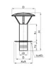 A technical drawing with dimensions of a chimney extension. Produktbild-Vorschau