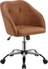 A brown office chair with a chrome base and wheels, shown from a front-side angle against a white background. Produktbild-Vorschau
