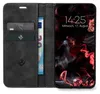 A flip-style phone case with card slots and a phone displaying the lock screen. Produktbild-Vorschau