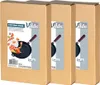 Three cardboard boxes stacked side-by-side, each displaying packaging for a Vilde frying pan. Voir les images du produit