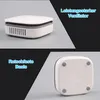 A collage showing a white air purifier from different angles, with German text overlays. Produktbild-Vorschau