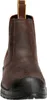 A close-up front view of a dark brown work boot with a black toe cap. Anteprima dell’immagine prodotto