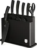 A black knife block with several knives and scissors inserted. Podgląd zdjęcia produktu