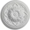A white decorative rosette with ornate floral detailing and rope-like trim. Produktbild-Vorschau