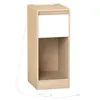 A narrow wooden nightstand with a white drawer front and an open shelf, shown against a white background. A thin white cord is visible extending from the side of the nightstand. Náhled obrázku produktu