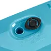 A close-up view of a blue plastic planter with a black plug and text instructions. Voir les images du produit
