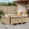 Design 11-tlg. Garten-Essgruppe mit Kissen Beige Poly Produktbild-Vorschau 1