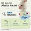 Marketing image for a sewing kit featuring an alpaca toy. Produktbild-Vorschau