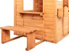 Close-up of a wooden playhouse with a bench and a counter. Náhled obrázku produktu