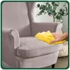Samt Ohrensesselbezug - Beige - Elastischer Sesselbezug - Produktbild-Vorschau 6