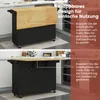 A kitchen island with a foldable countertop, shown in two configurations: folded and extended. Voir les images du produit