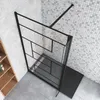Schwarz Walkin Duschkabine 100x200cm Gittermuster Duschwand Produktbild-Vorschau 3