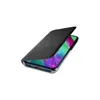 A black flip case for a Samsung Galaxy A40 smartphone, shown at an angle with the cover partially open. Voir les images du produit