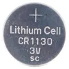 A close-up, top-down view of a single CR1130 lithium coin cell battery. Produktbild-Vorschau