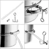 A collage of four close-up images showing a silicone juicer hose and a metal clamp. Produktbild-Vorschau