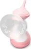 A close-up studio shot of a pink and white electric breast pump. Podgląd zdjęcia produktu
