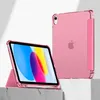 Two pink iPad cases are displayed on a marble surface against a white background. One iPad case is open, showing the screen, and the other is closed. Anteprima dell’immagine prodotto