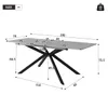 A diagram showing the dimensions of a rectangular dining table with black X-shaped legs. Anteprima dell’immagine prodotto