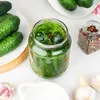 A close-up overhead view of ingredients and a jar for pickling. Produktbild-Vorschau