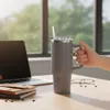 LS-LebenStil XL Edelstahl Trinkbecher Grau 1200ml mit Griff Produktbild-Vorschau 6