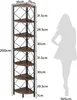 A tall, narrow corner shelving unit next to a silhouette of a person. Podgląd zdjęcia produktu