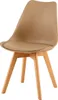 A single khaki-colored dining chair with a padded seat and wooden legs is shown against a white background. Voir les images du produit