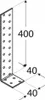 A technical drawing of an L-shaped metal bracket with dimensions indicated. Produktbild-Vorschau