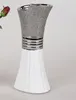Dekorative Blumenvase Vase Keramik 30cm weiss-silber Produktbild-Vorschau 4