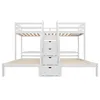 A white bunk bed with stairs and storage drawers, shown against a white background. Náhled obrázku produktu