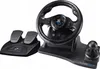 A gaming steering wheel and pedal set on a white background. Anteprima dell’immagine prodotto