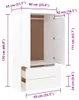VidaXL 353930, Biały, Szafa, 2 drzw., Biały, Drewno, Drewno Podgląd zdjęcia produktu 8