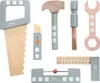 A collection of wooden toy tools arranged on a white background. Náhled obrázku produktu