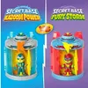 A split image showing two different SuperThings Rivals of Kaboom secret bases, one labeled 'Kazoom Power' and the other 'Fury Storm', with a 'VS' graphic in the middle. Náhled obrázku produktu