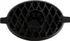 A black cast iron humidifier with a diamond pattern and a circular indentation in the center, shown from a top-down perspective against a white background. Produktbild-Vorschau