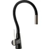 A black kitchen faucet with gold accents against a white background. Produktbild-Vorschau