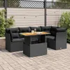 vidaXL 6-tlg. Garten-Sofagarnitur mit Kissen Schwarz Poly Produktbild-Vorschau 2