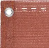 A close-up view of a terracotta red balcony privacy screen made of HDPE material, showing its woven texture and grommets. Produktbild-Vorschau
